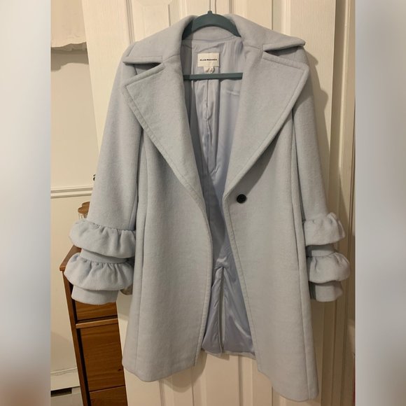 Club Monaco Light Blue Ruffled Sleeves Coat - Picture 2 of 13